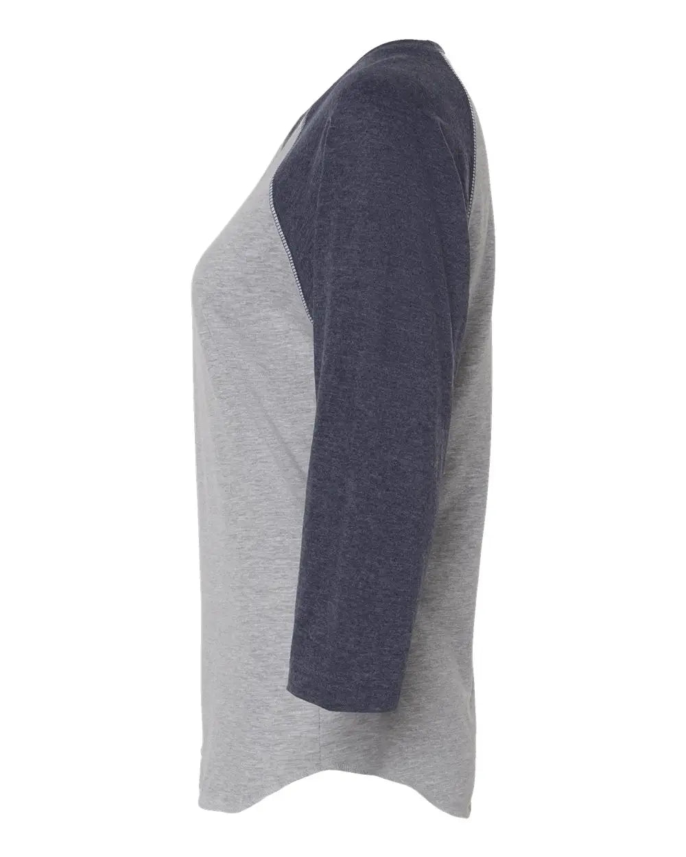Lat 3530 Women’s Baseball Fine Jersey Three-quarter Sleeve Tee - Vintage Heather Navy