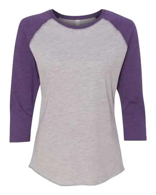Lat 3530 Women’s Baseball Fine Jersey Three-quarter Sleeve Tee - Vintage Heather Purple