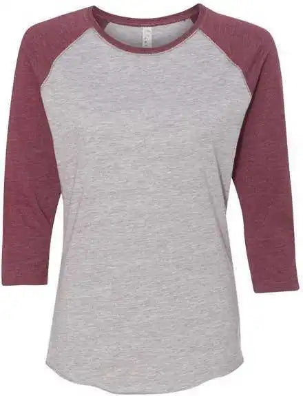 Lat 3530 Women’s Baseball Fine Jersey Three-quarter Sleeve Tee - Vintage Heather Burgundy