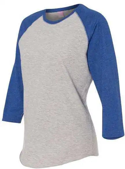 Lat 3530 Women’s Baseball Fine Jersey Three-quarter Sleeve Tee - Vintage Heather Royal