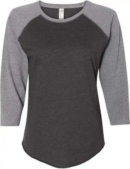 Lat 3530 Women’s Baseball Fine Jersey Three-quarter Sleeve Tee - Vintage Smoke Granite Heather