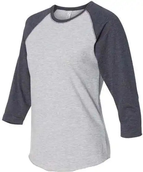 Lat 3530 Women’s Baseball Fine Jersey Three Quarter Sleeve Tee Vintage Heather Navy
