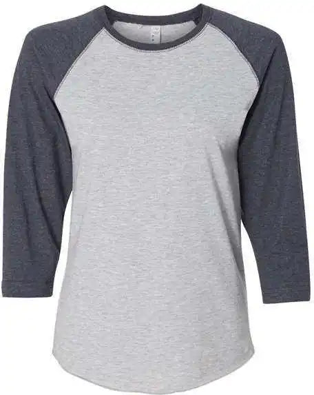 Lat 3530 Women’s Baseball Fine Jersey Three-quarter Sleeve Tee - Vintage Heather Navy