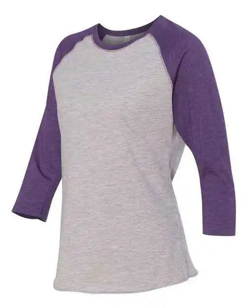 Lat 3530 Women’s Baseball Fine Jersey Three-quarter Sleeve Tee - Vintage Heather Purple