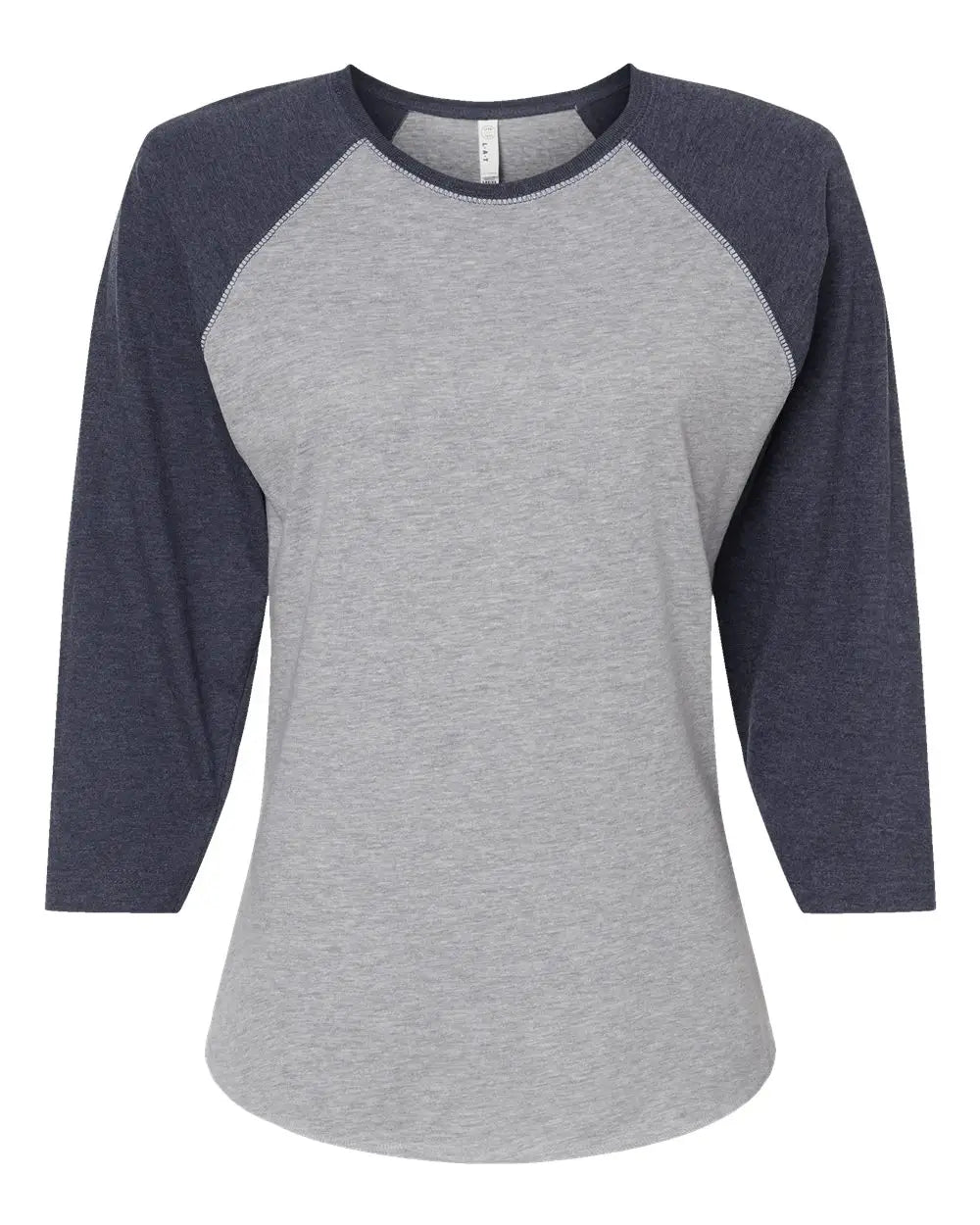 Lat 3530 Women’s Baseball Fine Jersey Three-quarter Sleeve Tee - Vintage Heather Navy - s
