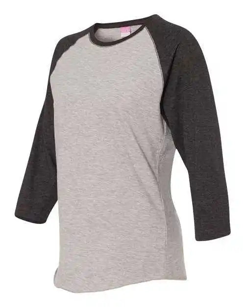 Lat 3530 Women’s Baseball Fine Jersey Three-quarter Sleeve Tee - Vintage Heather Smoke