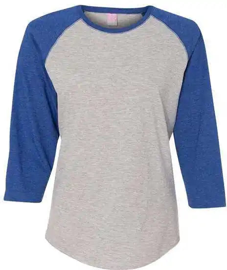 Lat 3530 Women’s Baseball Fine Jersey Three-quarter Sleeve Tee - Vintage Heather Royal