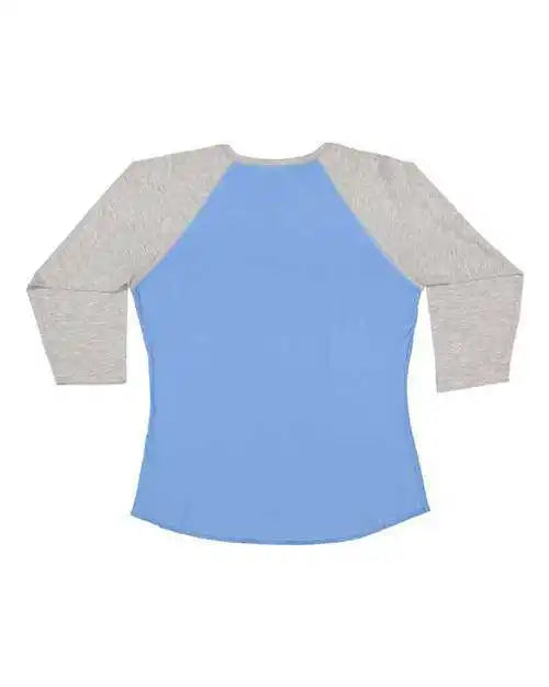 Lat 3530 Women’s Baseball Fine Jersey Three-quarter Sleeve Tee - Carolina Blue Vintage Heather