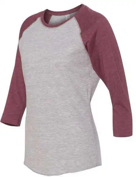 Lat 3530 Women’s Baseball Fine Jersey Three-quarter Sleeve Tee - Vintage Heather Burgundy