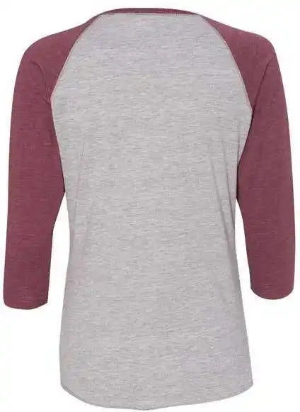 Lat 3530 Women’s Baseball Fine Jersey Three-quarter Sleeve Tee - Vintage Heather Burgundy
