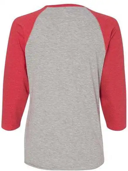 Lat 3530 Women’s Baseball Fine Jersey Three Quarter Sleeve Tee Vintage Heather Red