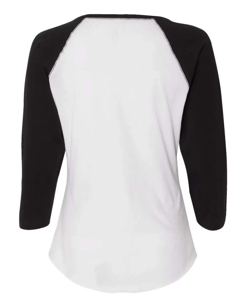 Lat 3530 Women’s Baseball Fine Jersey Three-quarter Sleeve Tee - White Solid Black