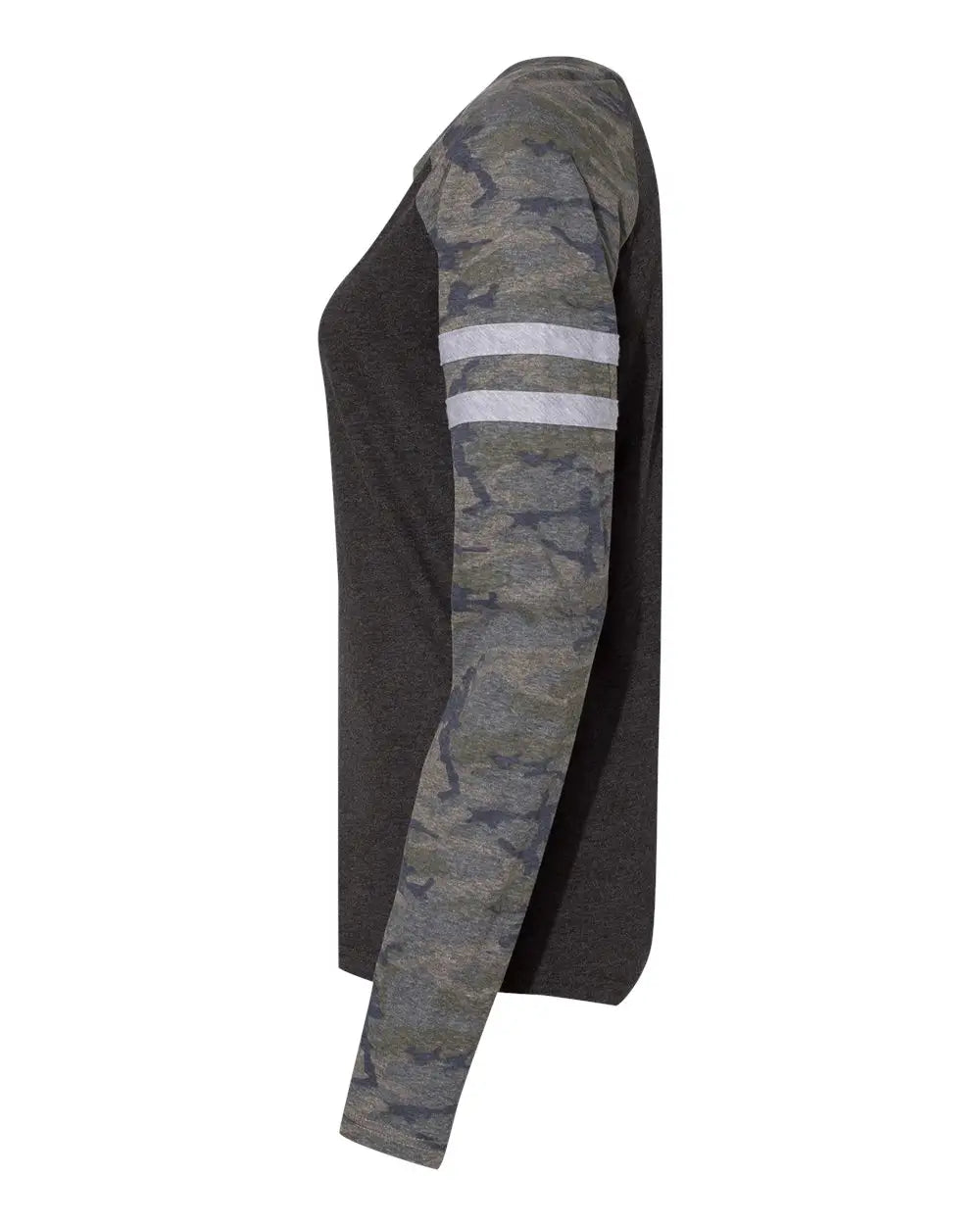 Lat 3534 Women’s Fine Jersey Mash Up Long Sleeve T-shirt - Vintage Smoke Camo