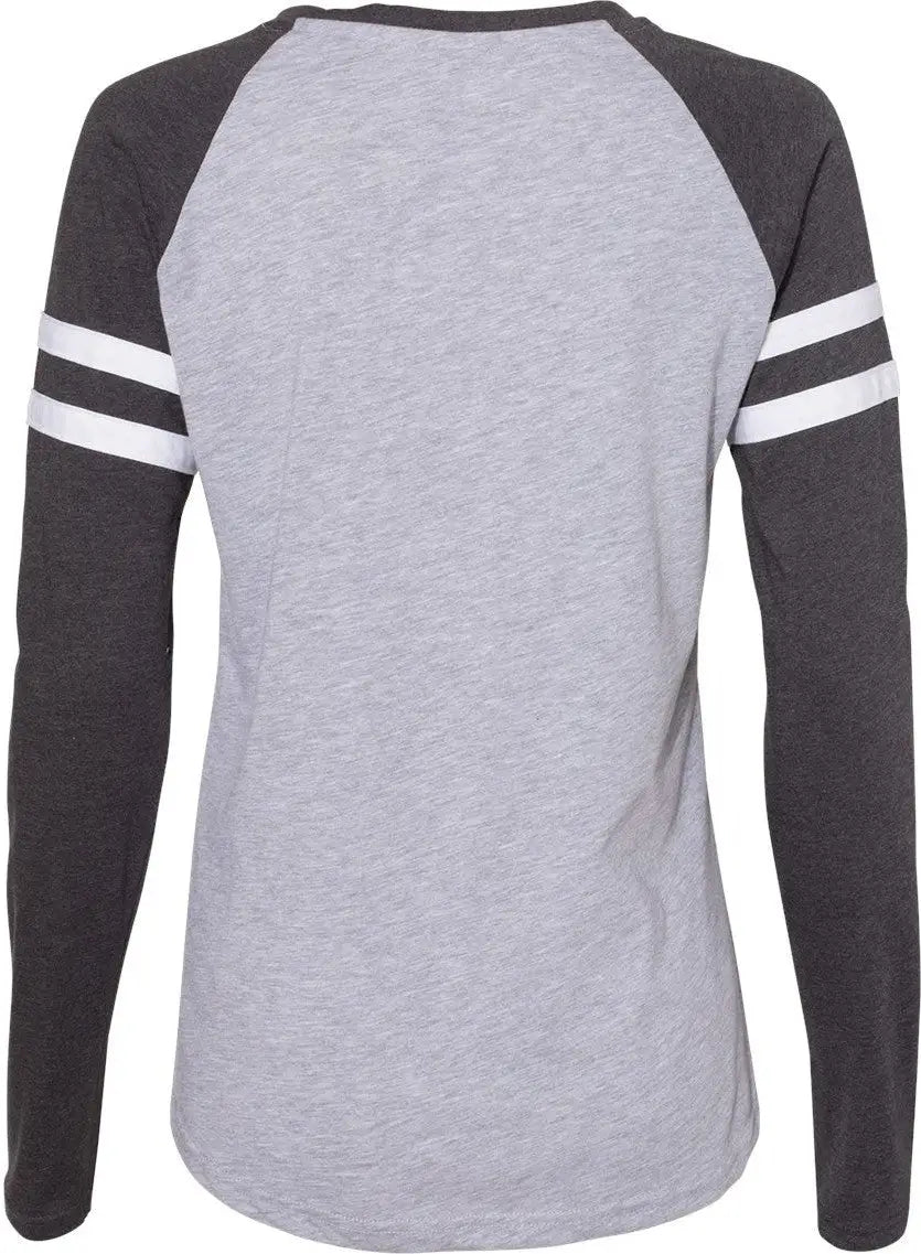Lat 3534 Women’s Fine Jersey Mash Up Long Sleeve T-shirt - Vintage Heather Navy - s