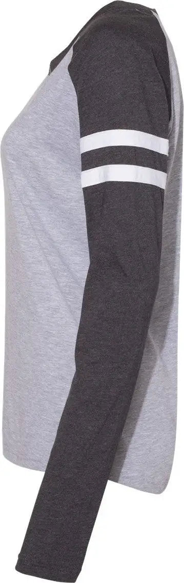Lat 3534 Women’s Fine Jersey Mash Up Long Sleeve T-shirt - Vintage Heather Navy