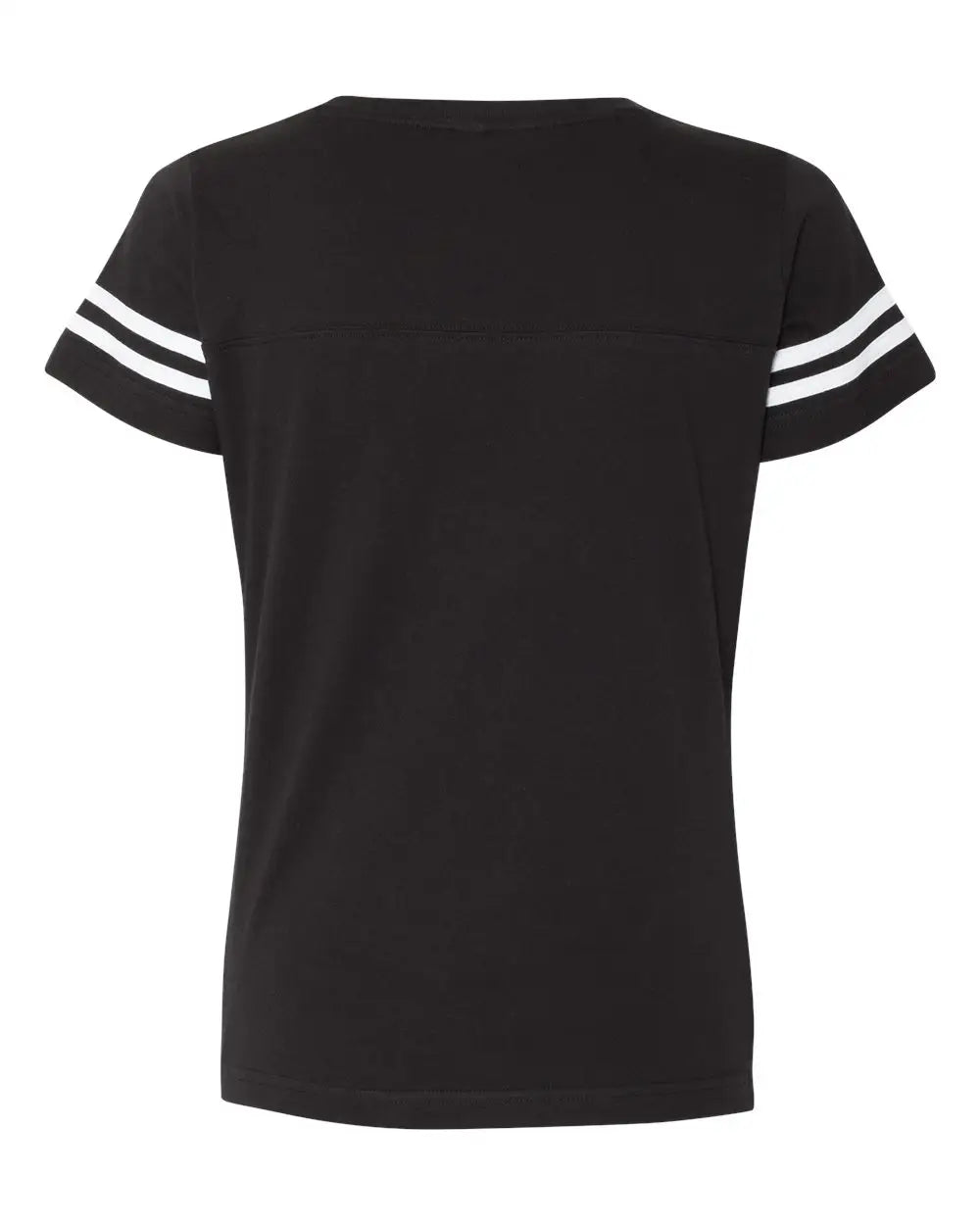 Lat 3537 Women’s Football V-neck Fine Jersey Tee - Black Solid White