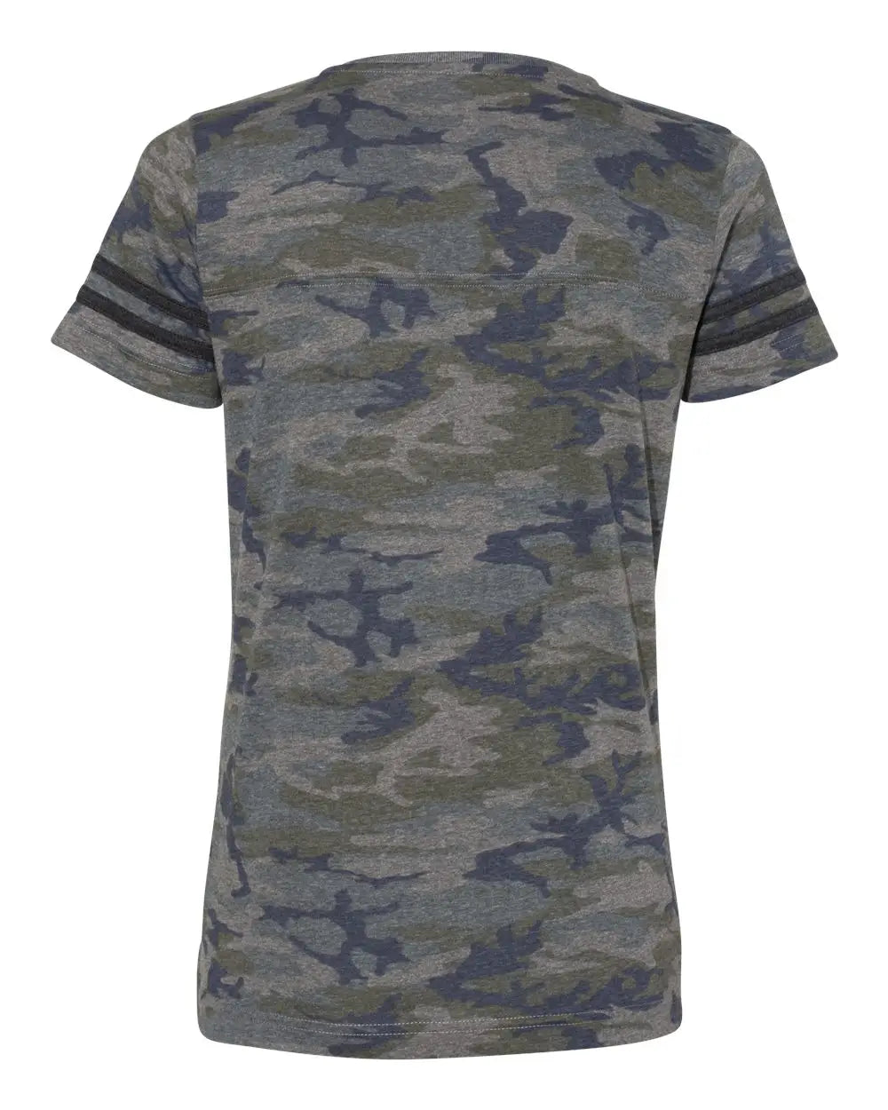 Lat 3537 Women’s Football V-neck Fine Jersey Tee - Vintage Camo Smoke