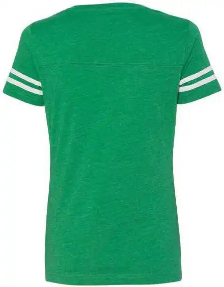 Lat 3537 Women’s Football v Neck Fine Jersey Tee Vintage Green White