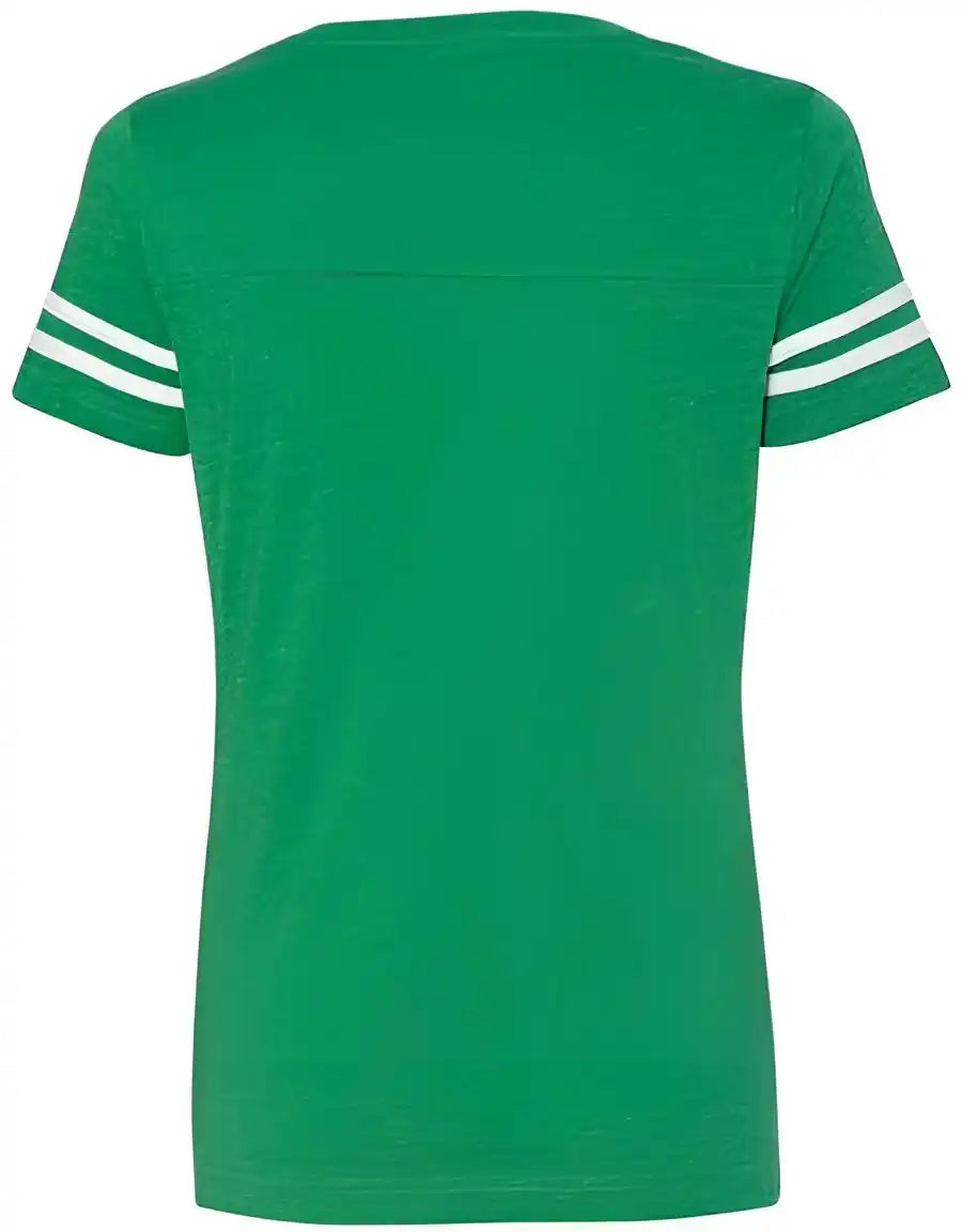 Lat 3537 Women’s Football V-neck Fine Jersey Tee - Vintage Green White