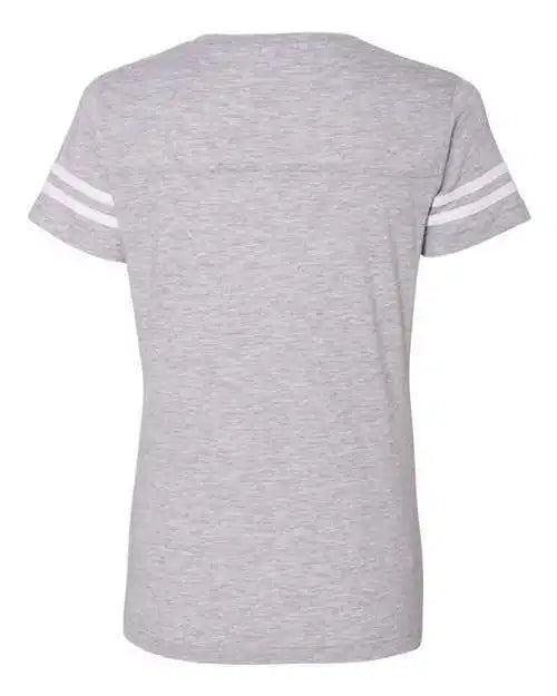 Lat 3537 Women’s Football v Neck Fine Jersey Tee Vintage Heather White