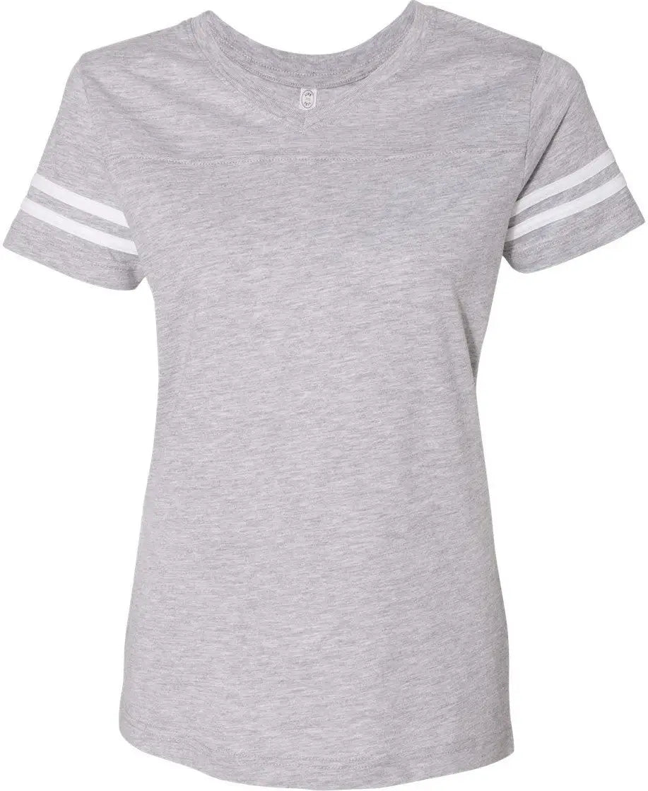 Lat 3537 Women’s Football V-neck Fine Jersey Tee - Vintage Heather White - Ivory / s