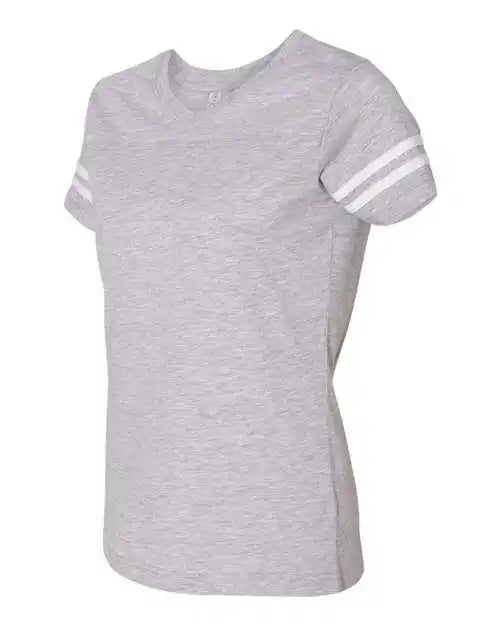 Lat 3537 Women’s Football v Neck Fine Jersey Tee Vintage Heather White