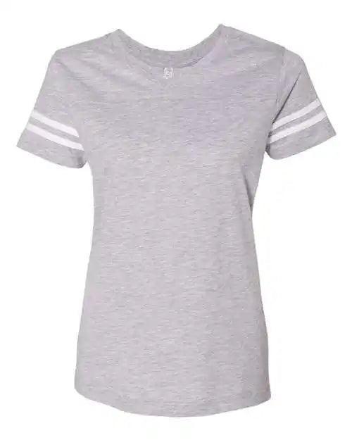 Lat 3537 Women’s Football v Neck Fine Jersey Tee Vintage Heather White