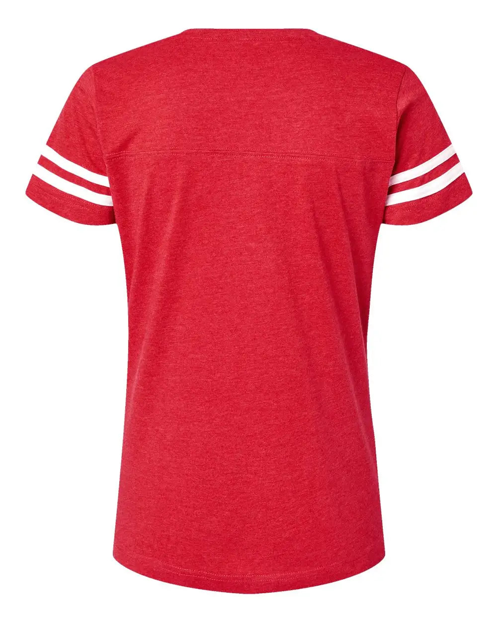 Lat 3537 Women’s Football V-neck Fine Jersey Tee - Vintage Red White