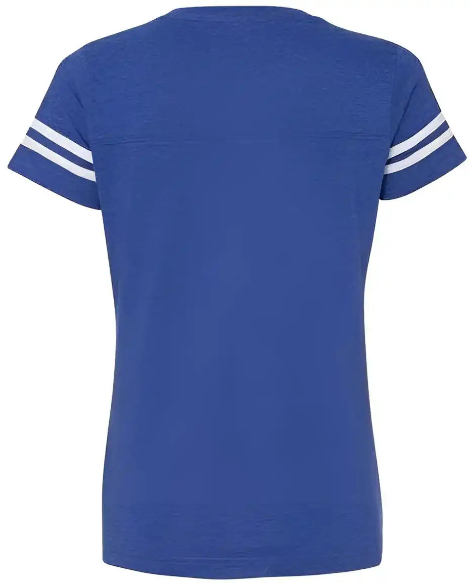 Lat 3537 Women’s Football V-neck Fine Jersey Tee - Vintage Royal White