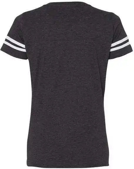 Lat 3537 Women’s Football v Neck Fine Jersey Tee Vintage Smoke White