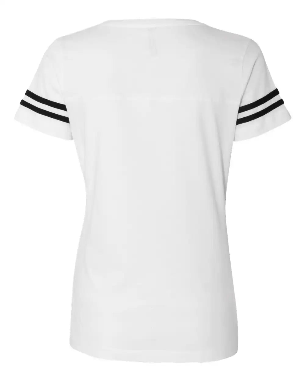 Lat 3537 Women’s Football V-neck Fine Jersey Tee - White Solid Black - Solid/ / s