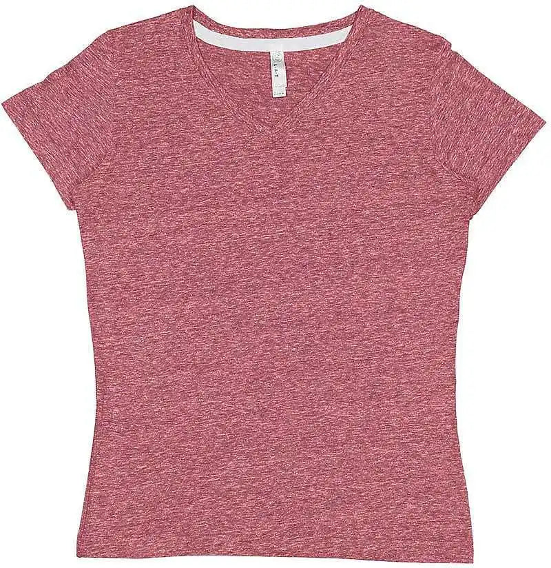 Lat 3591 Women’s Harborside Melange V-neck T-shirt - Burgundy
