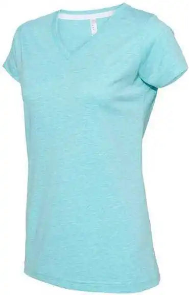 Lat 3591 Women’s Harborside Melange v Neck t Shirt Caribbean
