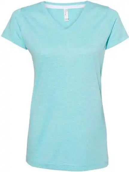 Lat 3591 Women’s Harborside Melange v Neck t Shirt Caribbean