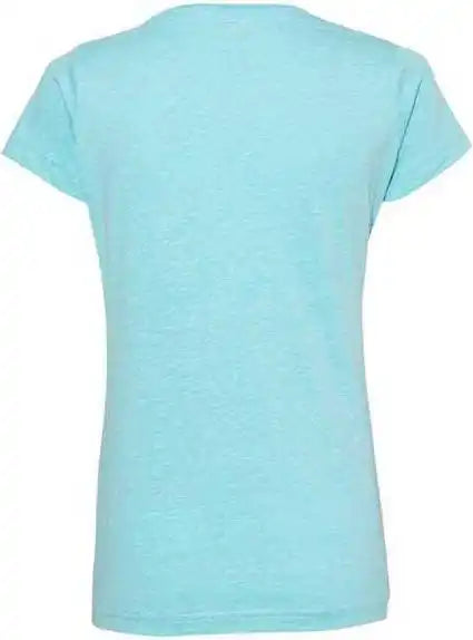 Lat 3591 Women’s Harborside Melange v Neck t Shirt Caribbean