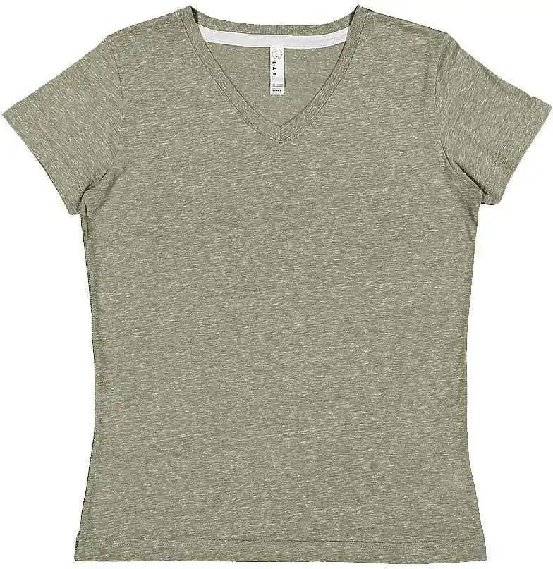 Lat 3591 Women’s Harborside Melange V-neck T-shirt - Military Green