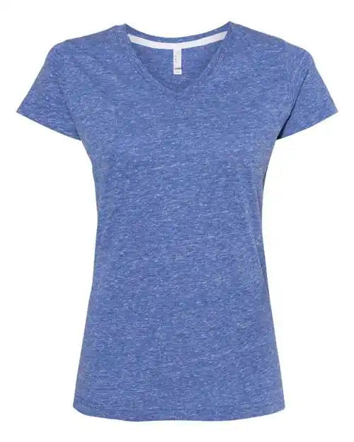 Lat 3591 Women’s Harborside Melange v Neck t Shirt Royal