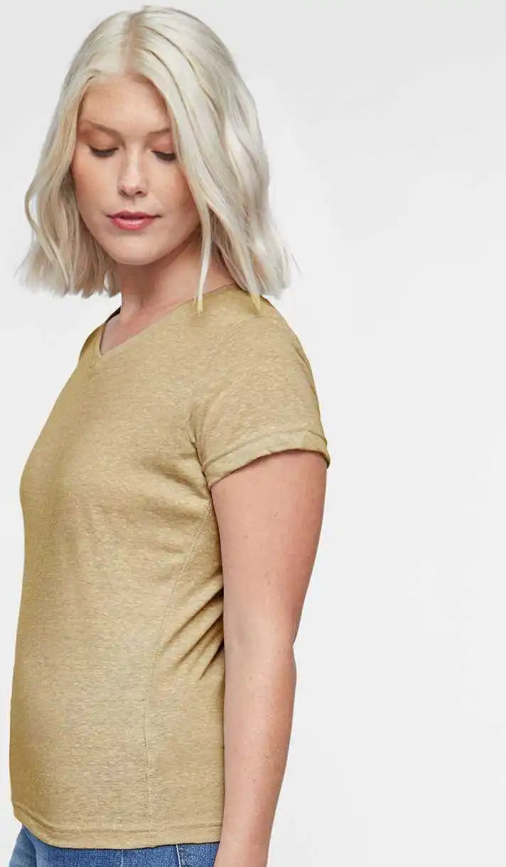 Lat 3591 Women’s Harborside Melange V-neck T-shirt - Stone