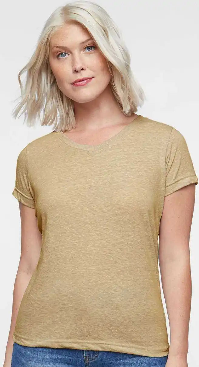 Lat 3591 Women’s Harborside Melange V-neck T-shirt - Stone