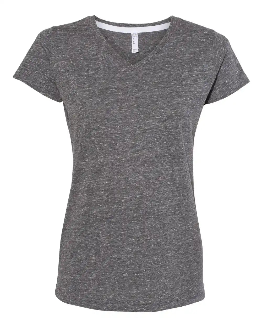 Lat 3591 Women’s Harborside Mélange V-neck Tee - Smoke Melange - s