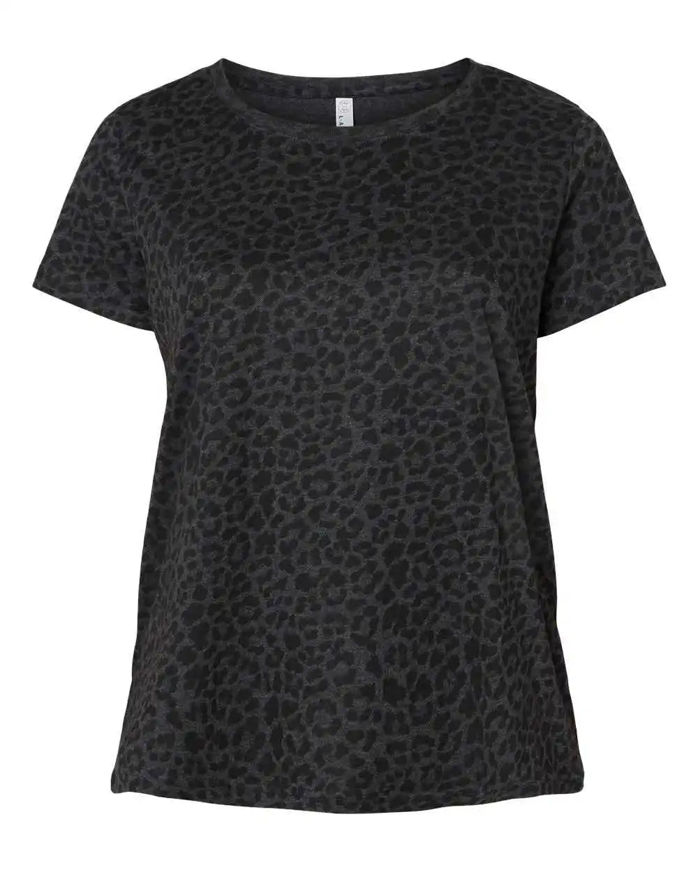 Lat 3816 Curvy Collection Women’s Fine Jersey Tee - Black Leopard