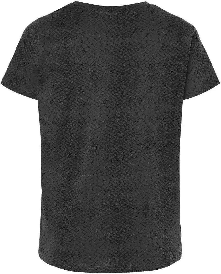 Lat 3816 Curvy Collection Women’s Fine Jersey Tee Black Reptile