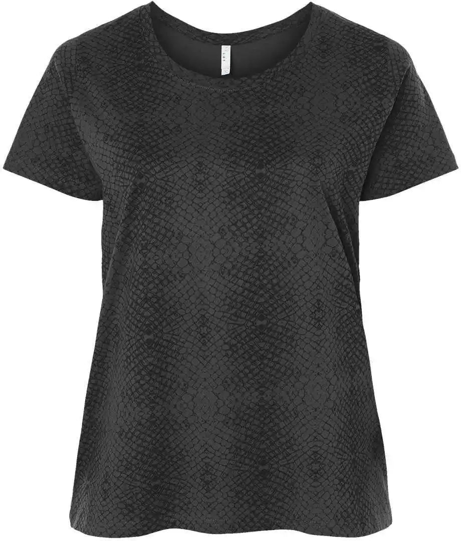 Lat 3816 Curvy Collection Women’s Fine Jersey Tee Black Reptile