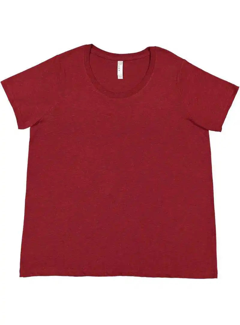 Lat 3816 Curvy Collection Women’s Fine Jersey Tee - Cardinal Blackout