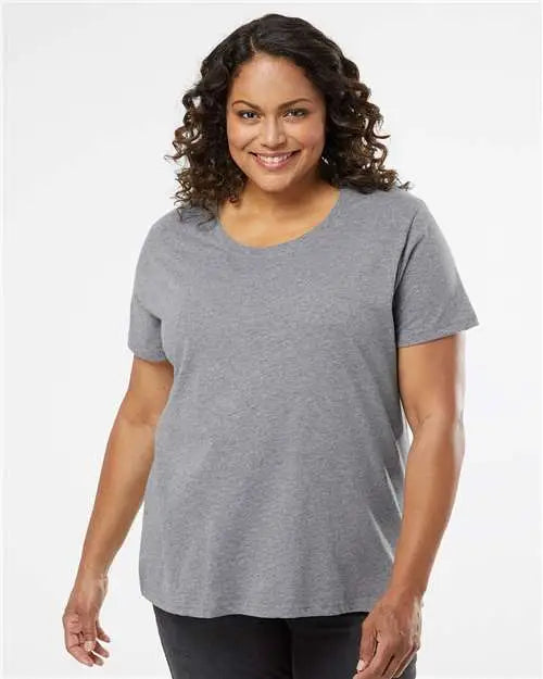 Lat 3816 Curvy Collection Women’s Fine Jersey Tee - Granite Heather