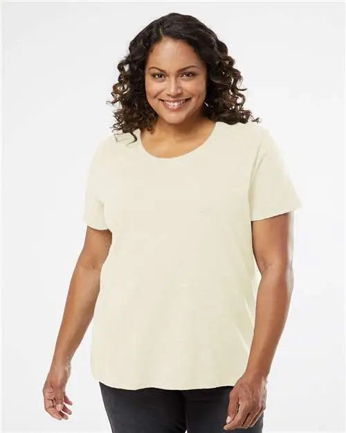 Lat 3816 Curvy Collection Women’s Fine Jersey Tee - Natural Heather