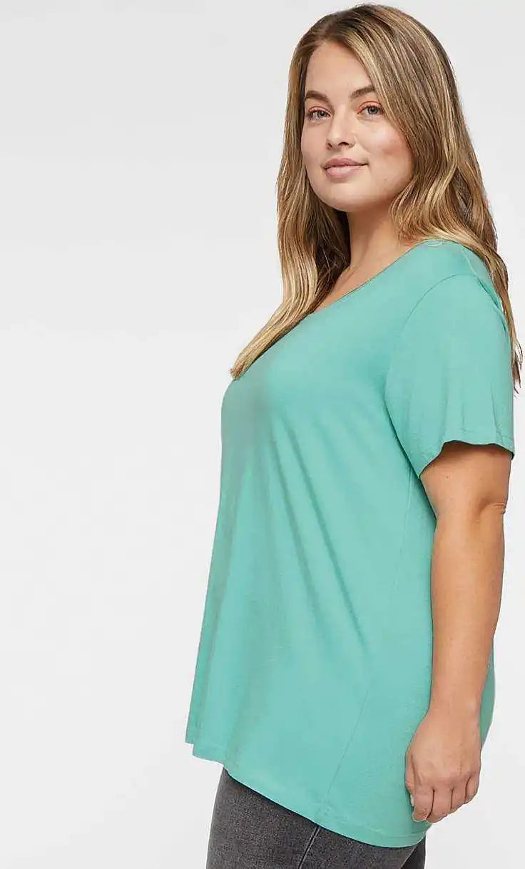 Lat 3816 Curvy Collection Women’s Fine Jersey Tee Saltwater