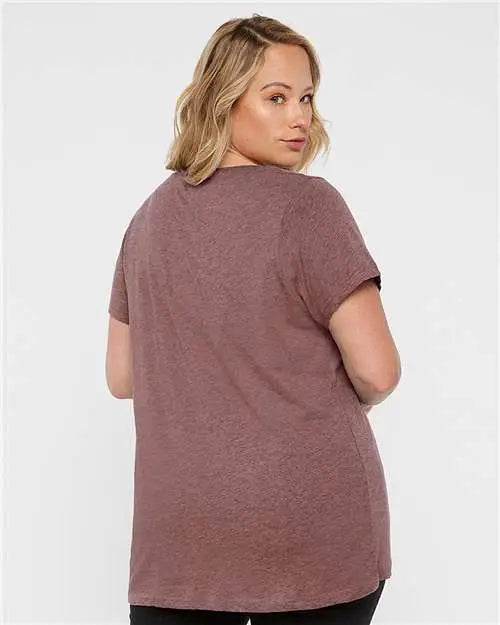 Lat 3816 Curvy Collection Women’s Fine Jersey Tee - Sangria Blackout