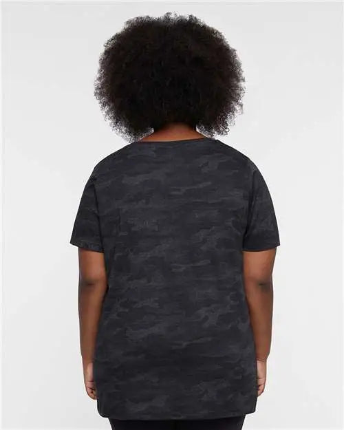 Lat 3816 Curvy Collection Women’s Fine Jersey Tee - Storm Camo