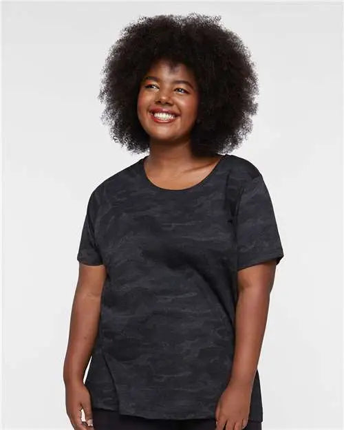 Lat 3816 Curvy Collection Women’s Fine Jersey Tee - Storm Camo
